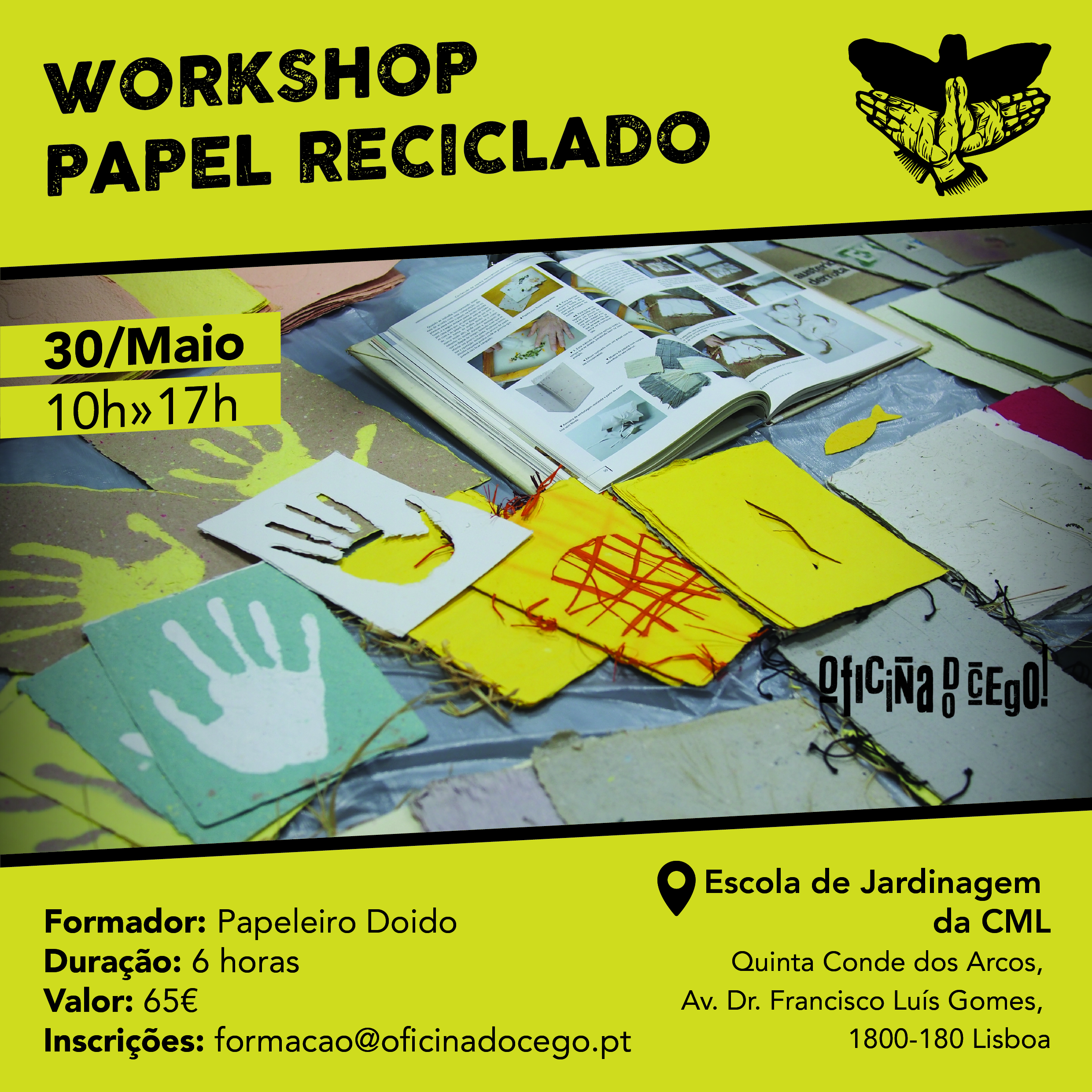 Imagem do workshop de papel reciclado.